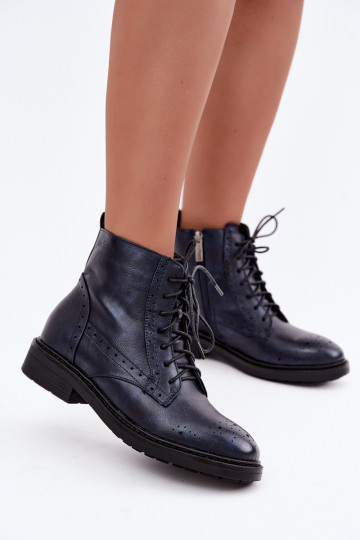 Botines aislados para mujer con tacones anchos Medicine RIN16-OBD426-59X, azul oscuro 2