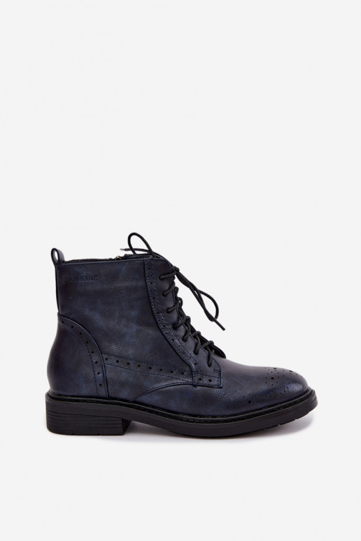Botines aislados para mujer con tacones anchos Medicine RIN16-OBD426-59X, azul oscuro
