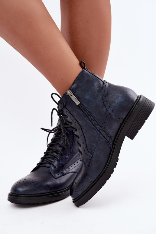 Botines aislados para mujer con tacones anchos Medicine RIN16-OBD426-59X, azul oscuro