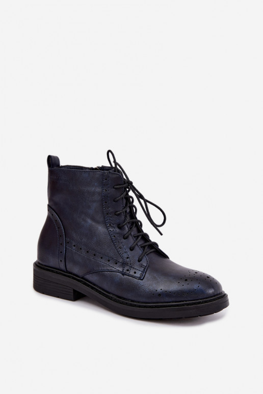Botines aislados para mujer con tacones anchos Medicine RIN16-OBD426-59X, azul oscuro