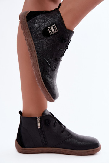 Zapatos de cuero para mujer Barefoot, negros Sireya