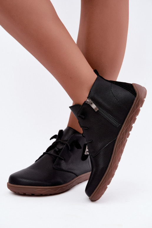 Zapatos de cuero para mujer Barefoot, negros Sireya