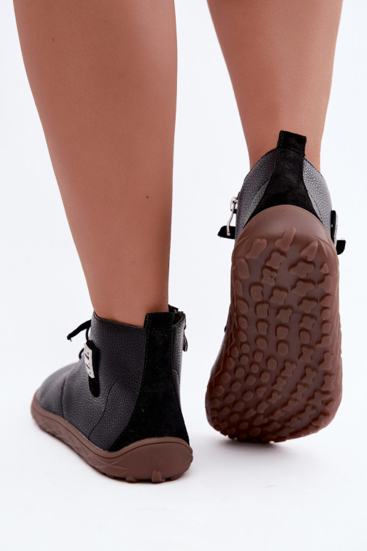 Zapatos de cuero para mujer Barefoot, negros Sireya