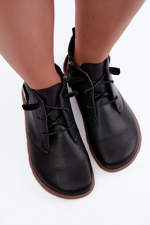 Zapatos de cuero para mujer Barefoot, negros Sireya