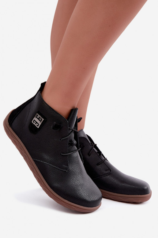 Zapatos de cuero para mujer Barefoot, negros Sireya
