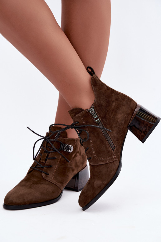 Botines aislados para mujer de ante sintético Klocke, marrón Pirelia