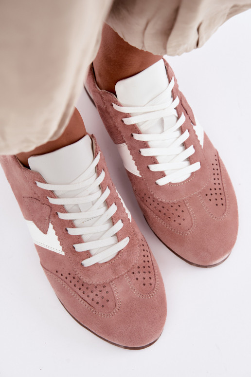 Zapatillas modelo zapatos.Activadoturalnego de gamuzau Zazoo N1412 color rosa