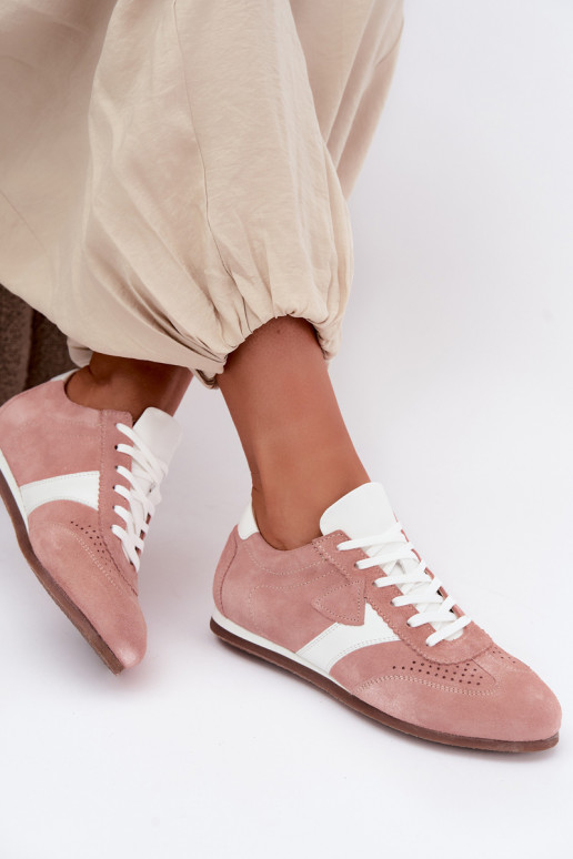 Zapatillas modelo zapatos.Activadoturalnego de gamuzau Zazoo N1412 color rosa