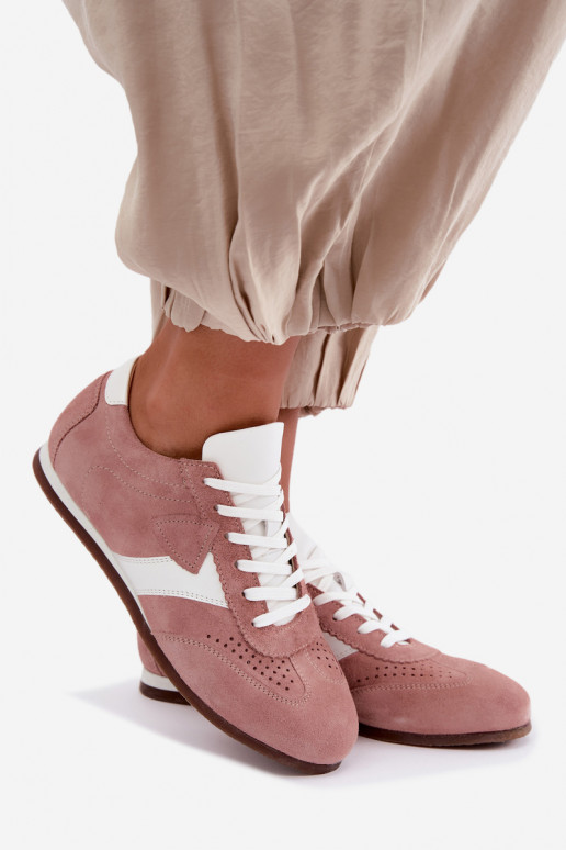 Zapatillas modelo zapatos.Activadoturalnego de gamuzau Zazoo N1412 color rosa
