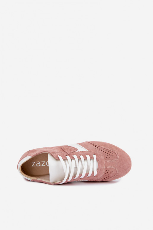 Zapatillas modelo zapatos.Activadoturalnego de gamuzau Zazoo N1412 color rosa
