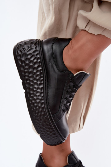 Zapatillas de cuero con plataforma Zazoo N1000S4, negras