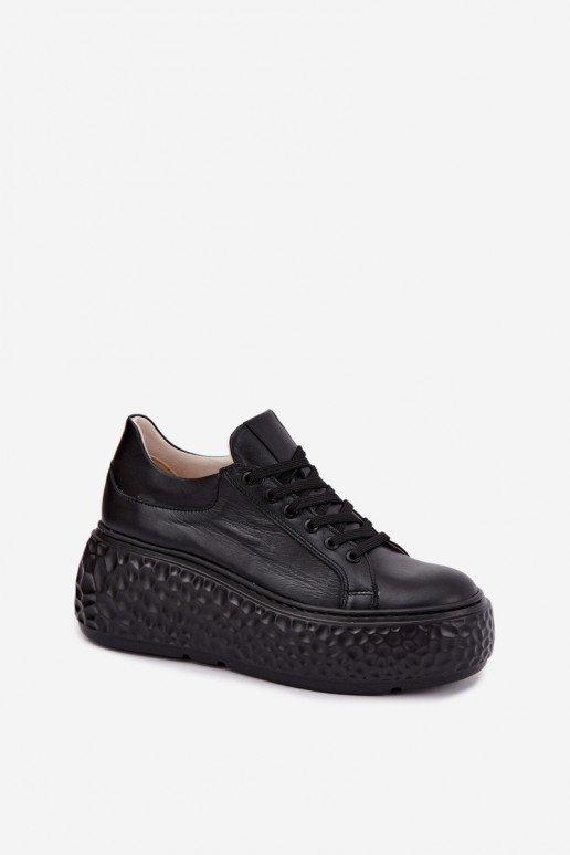 Piel Zapatillas modelo zapatos. con una plataforma Zazoo N1000S4 de color negro