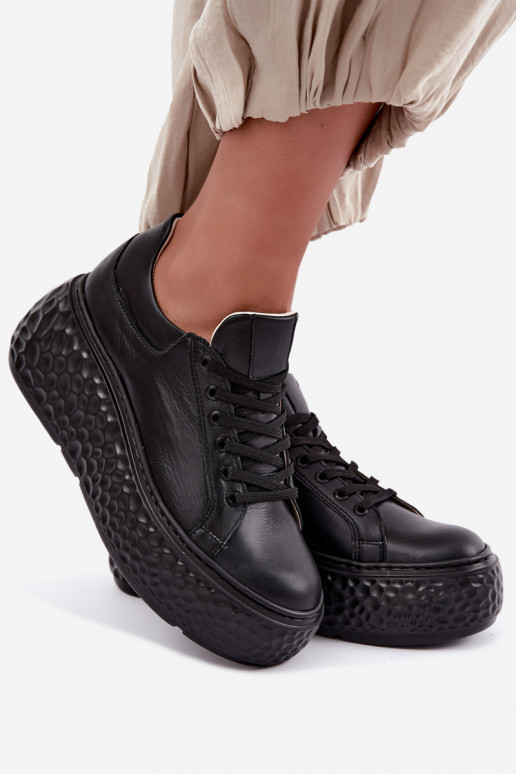 Piel Zapatillas modelo zapatos. con una plataforma Zazoo N1000S4 de color negro