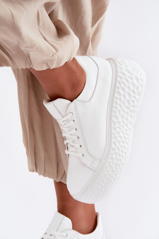 Zapatillas de cuero con plataforma Zazoo N1000S4, blancas