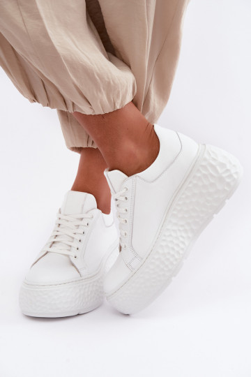 Piel Zapatillas modelo zapatos. con una plataforma Zazoo N1000S4 el color blanco 2