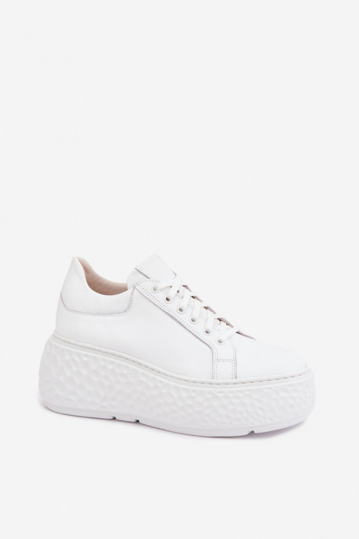 Zapatillas de cuero con plataforma Zazoo N1000S4, blancas