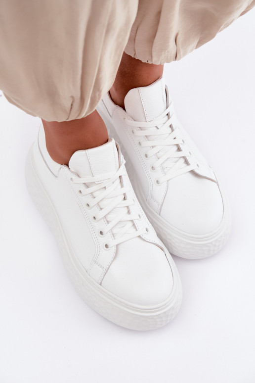 Zapatillas de cuero con plataforma Zazoo N1000S4, blancas