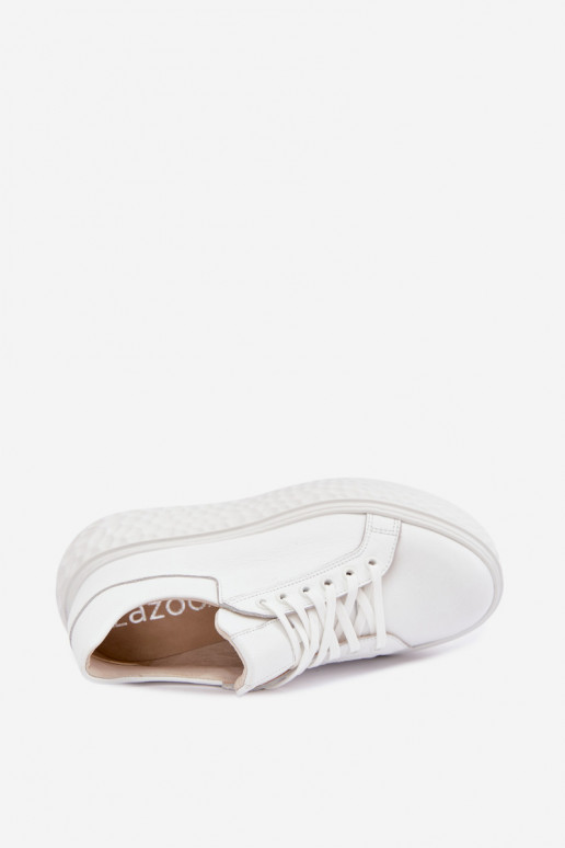Piel Zapatillas modelo zapatos. con una plataforma Zazoo N1000S4 el color blanco