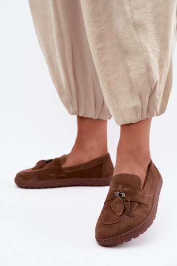 Mocasines de ante sintético Barefoot Zazoo 10220, marrón 2