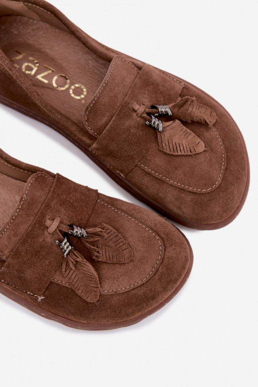 Mocasines de ante sintético Barefoot Zazoo 10220, marrón