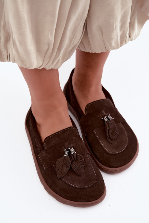 Mocasines de ante sintético Barefoot Zazoo 10220, chocolate