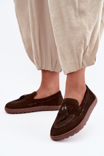 Mocasines de ante sintético Barefoot Zazoo 10220, chocolate 2