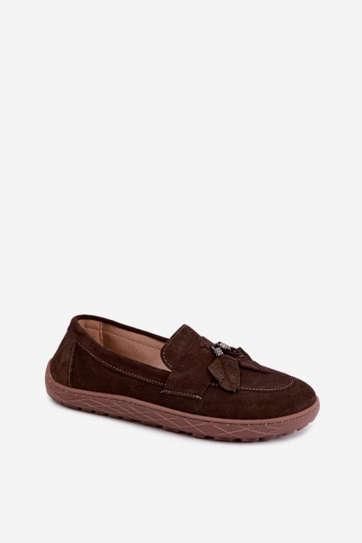 Mocasines de ante sintético Barefoot Zazoo 10220, chocolate