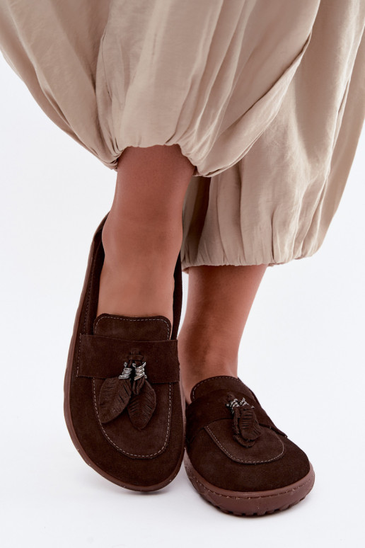 Mocasines de ante sintético Barefoot Zazoo 10220, chocolate