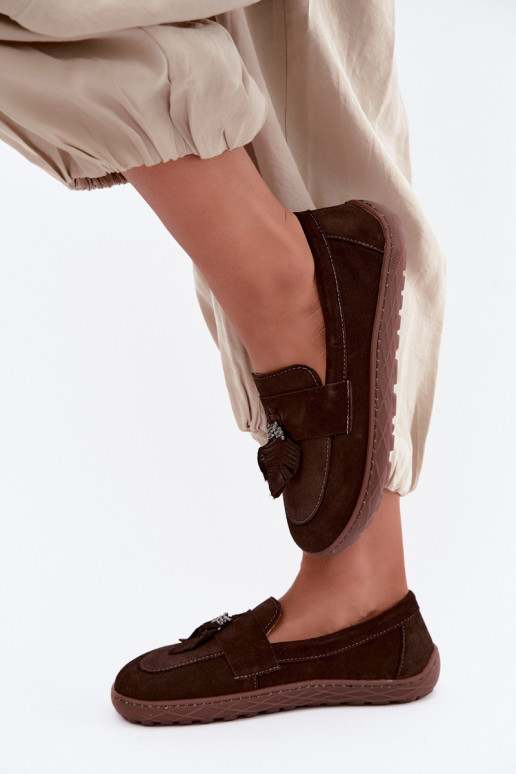 Mocasines de ante sintético Barefoot Zazoo 10220, chocolate
