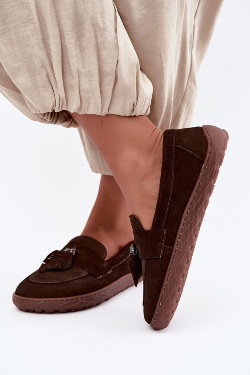 Mocasines de ante sintético Barefoot Zazoo 10220, chocolate