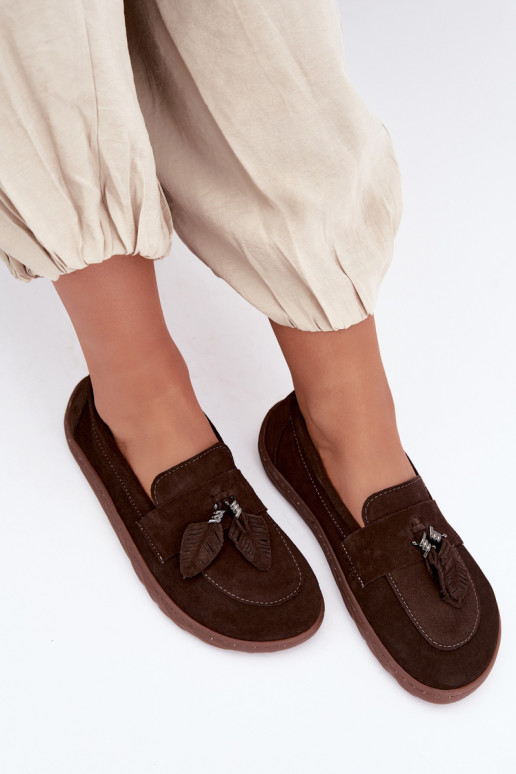 Mocasines de ante sintético Barefoot Zazoo 10220, chocolate