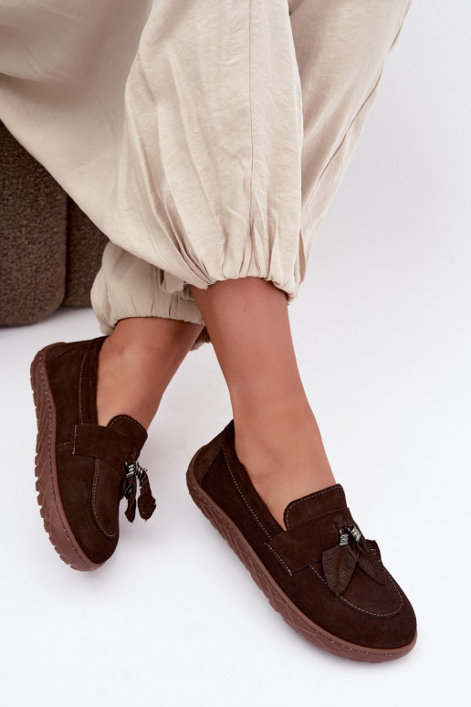 Mocasines de ante sintético Barefoot Zazoo 10220, chocolate