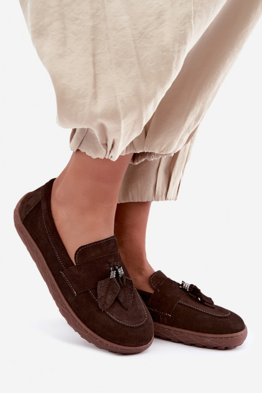 Mocasines de ante sintético Barefoot Zazoo 10220, chocolate