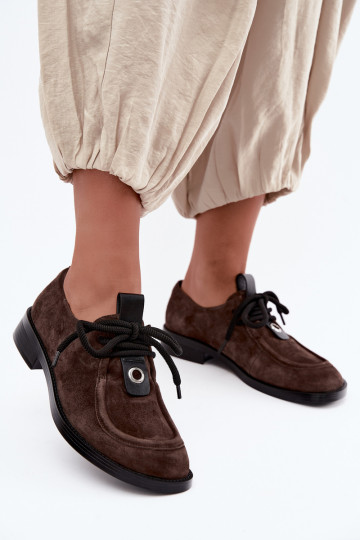 Zapatos de mujer barefoot de ante sintético D&A CR62-3460 color chocolate