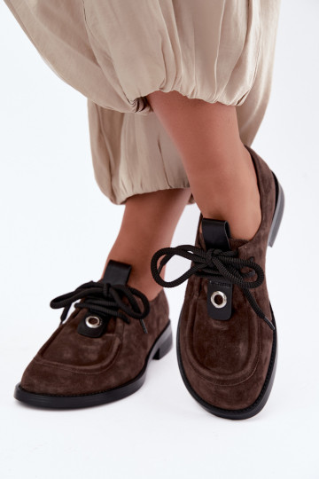 Zapatos de mujer barefoot de ante sintético D&A CR62-3460 color chocolate 2