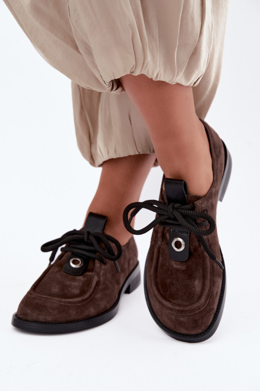 Zapatos de mujer barefoot de ante sintético D&A CR62-3460 color chocolate