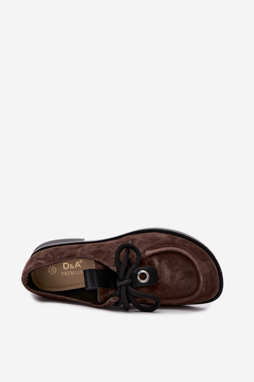 Zapatos de mujer barefoot de ante sintético D&A CR62-3460 color chocolate