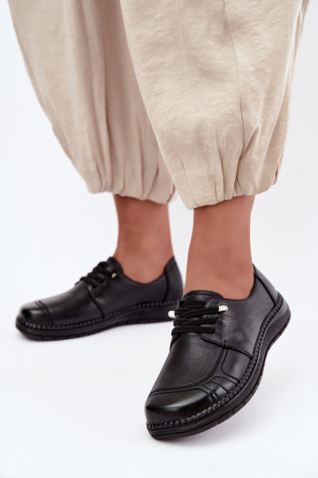 Zapatos de mujer de cuero natural Vinceza 107240 color negro 2