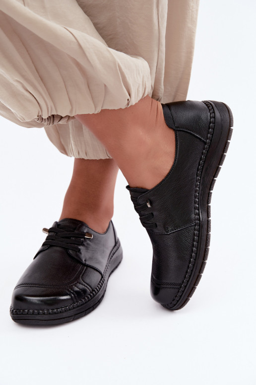 Zapatos de mujer de cuero natural Vinceza 107240 color negro