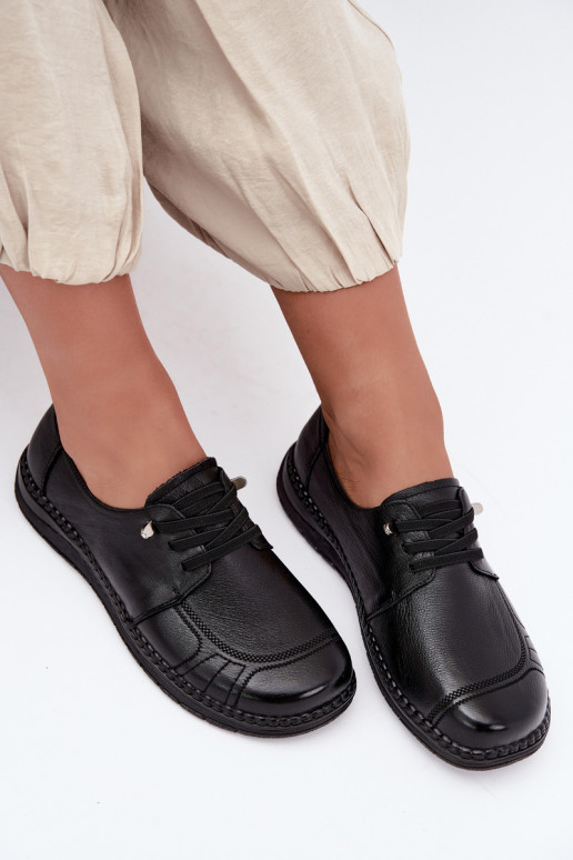 Zapatos de mujer de cuero natural Vinceza 107240 color negro