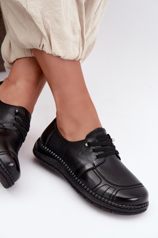 Zapatos de mujer de cuero natural Vinceza 107240 color negro