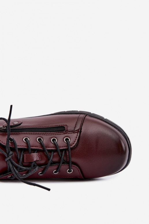 Zapatos de mujer de cuero con plataforma Vinceza 39964 color burdeos
