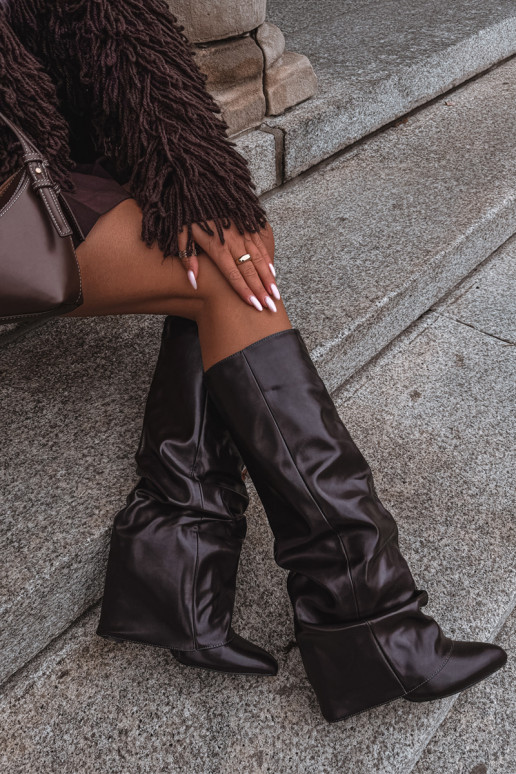 botas altas de mujer con tacones en chocolate Elivira