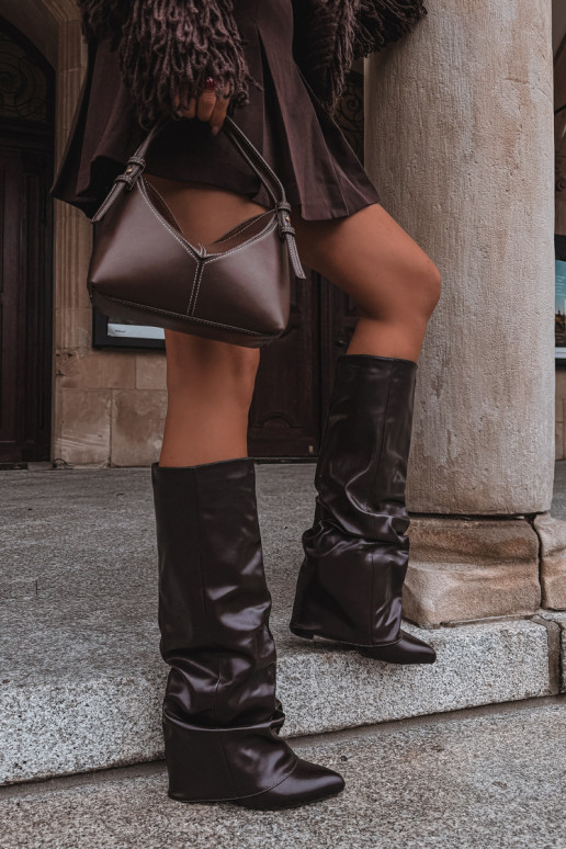 botas altas de mujer con tacones en chocolate Elivira