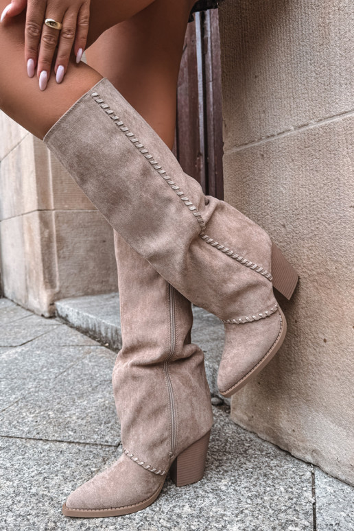 Botas altas para mujer de estilo vaquero con tacón bloque arena Noeline