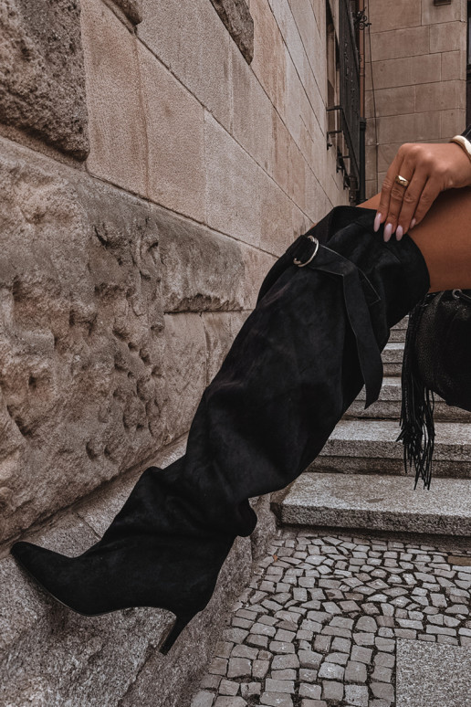 botas altas sin cordones para mujer con tacones en color negro Rosena