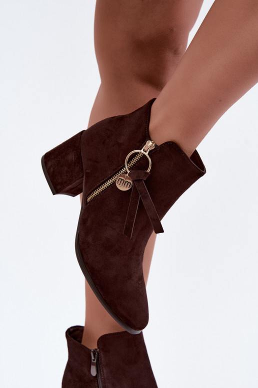 Botines cálidos para mujer con tacones, marrones Imara