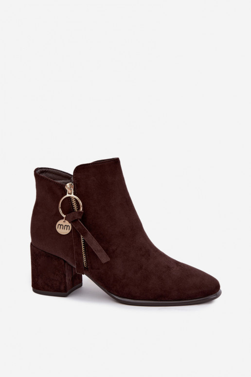 Botines cálidos para mujer con tacones, marrones Imara