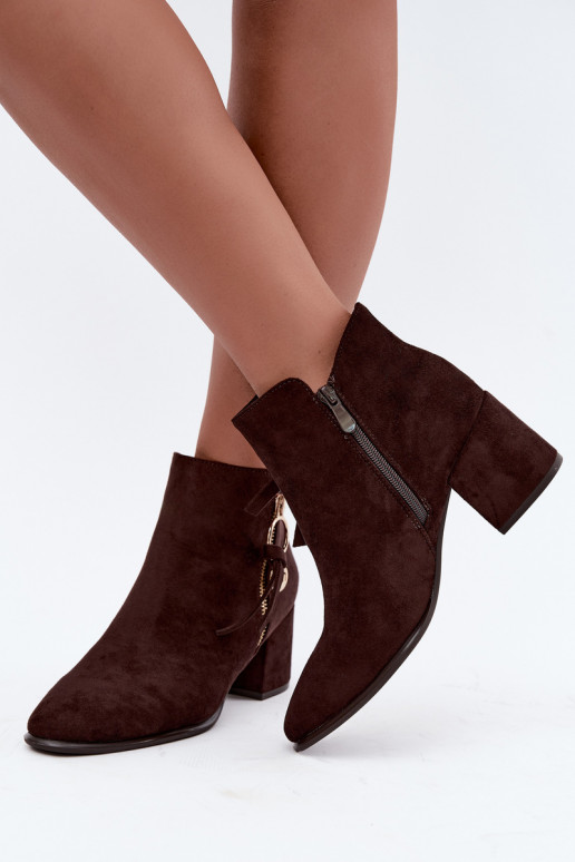 Botines cálidos para mujer con tacones, marrones Imara
