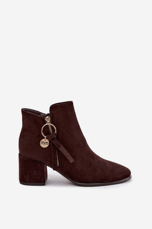 Botines cálidos para mujer con tacones, marrones Imara